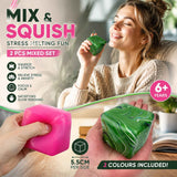 Gentle Fresh Solid Pink + Marbled Green Ice Cube Squishy 2 Pack In Australia - Darrahopens