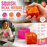 Bright Soft Solid Pink + Marbled Orange Ice Cube Squishy 2 Pack In Australia - Darrahopens
