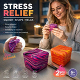 Warm Swirl Marbled Purple + Marbled Orange Ice Cube Squishy 2 Pack In Australia - Darrahopens