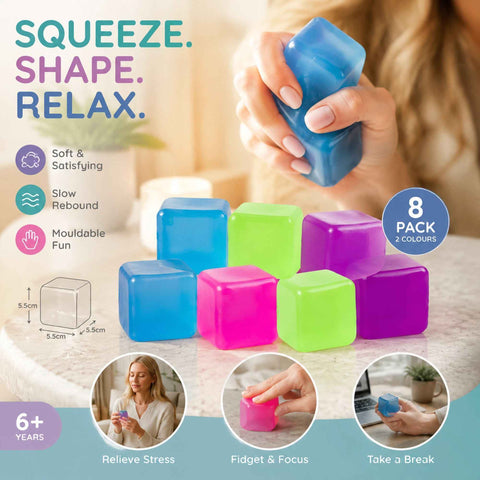 Gentle Mellow Solid 4-Colour Ice Cube Squishy 8 Pack In Australia - Darrahopens