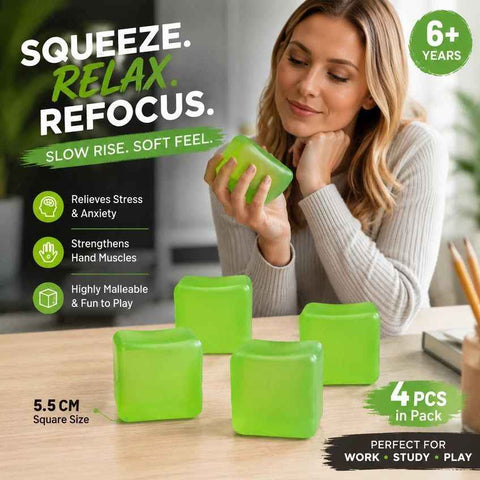 Refreshing 5.5cm Solid Green Ice Cube Squishy 4 Pack In Australia - Darrahopens