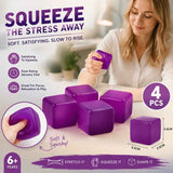 Mellow 5.5cm Solid Purple Ice Cube Squishy 4 Pack In Australia - Darrahopens
