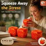 Cheerful 5.5cm Marbled Orange Ice Cube Squishy 4 Pack In Australia - Darrahopens