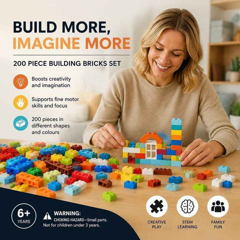 Portable Mini Building Blocks DIY Puzzle Toy, 200pcs Plain Bag Regular Colours (Separater & Instruction Included) In Australia - Darrahopens