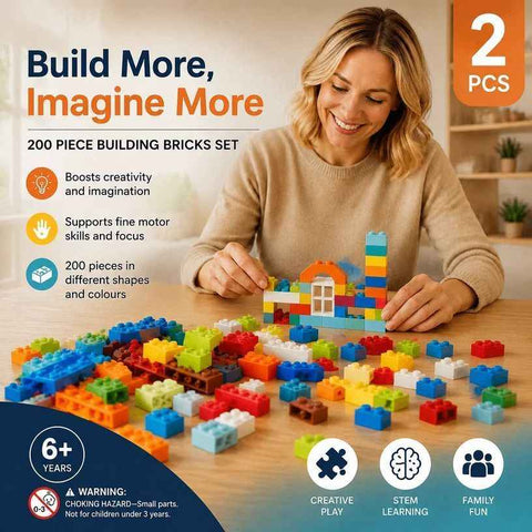 Portable Mini Building Blocks DIY Puzzle Toy 2 Pack, 200pcs Plain Bag Regular Colours (Separater & Instruction Included) In Australia - Darrahopens