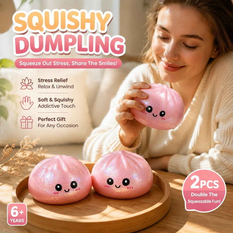 Stress Relief Giant Bun Squishy Glitter Pink 2 Pack, Matching Gift Set In Australia - Darrahopens
