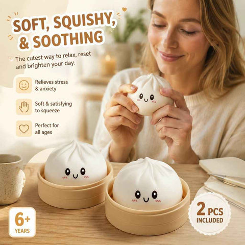 Stress Relief Giant Bun Squishy Plain White 2 Pack, Pocket Present In Australia - Darrahopens