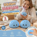 Stress Relief Giant Bun Squishy Plain Blue 2 Pack, Simple Daily Gift In Australia - Darrahopens