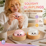 Stress Relief Duo Glitter Pink & Glitter White Bun Squishy 2 Pack, Sweet Gift Pair In Australia - Darrahopens