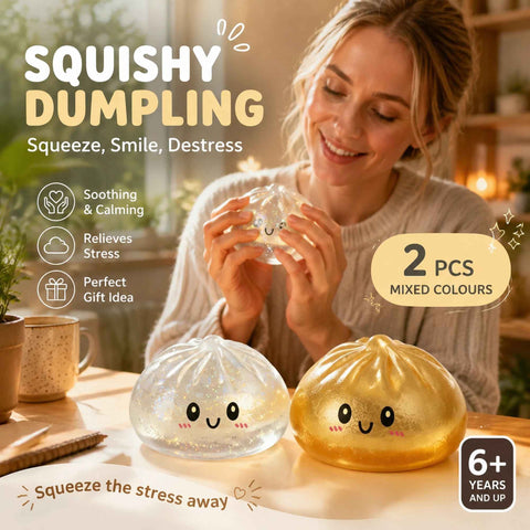 Stress Relief Duo Glitter White & Glitter Gold Bun Squishy 2 Pack, Elegant Souvenir Pair In Australia - Darrahopens
