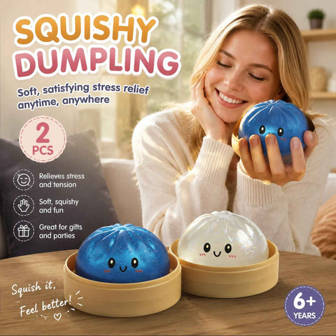 Stress Relief Duo Glitter White & Glitter Blue Bun Squishy 2 Pack, Fresh Holiday Pair In Australia - Darrahopens