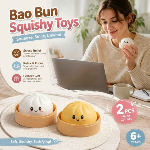 Stress Relief Duo Plain White & Plain Yellow Bun Squishy 2 Pack, Warm Daily Pair In Australia - Darrahopens