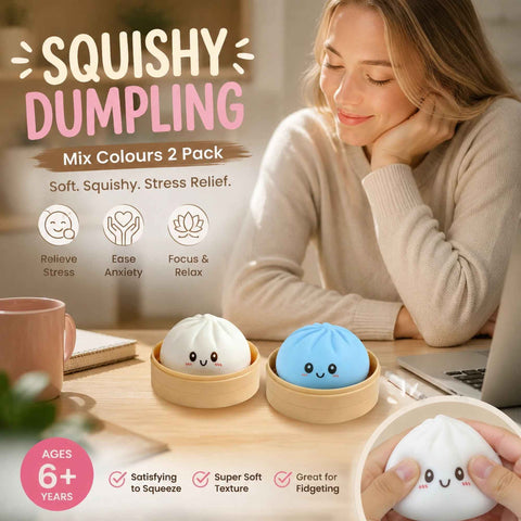 Stress Relief Duo Plain White & Plain Blue Bun Squishy 2 Pack, Light Casual Pair In Australia - Darrahopens