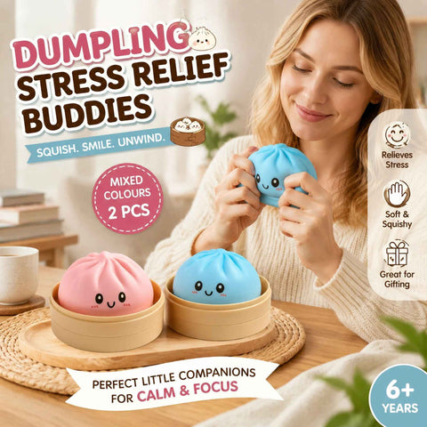 Stress Relief Duo Plain Pink & Plain Blue Bun Squishy 2 Pack, Cool Pastel Pair In Australia - Darrahopens