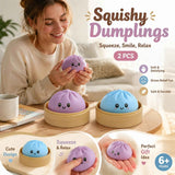 Stress Relief Duo Plain Purple & Plain Blue Bun Squishy 2 Pack, Quiet Daily Pair In Australia - Darrahopens