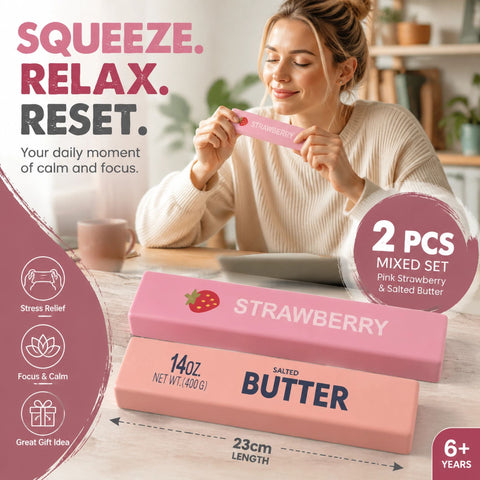 Pink & Strawberry Butter Stick 23cm Stress Relief Toy 2 Pack In Australia - Darrahopens
