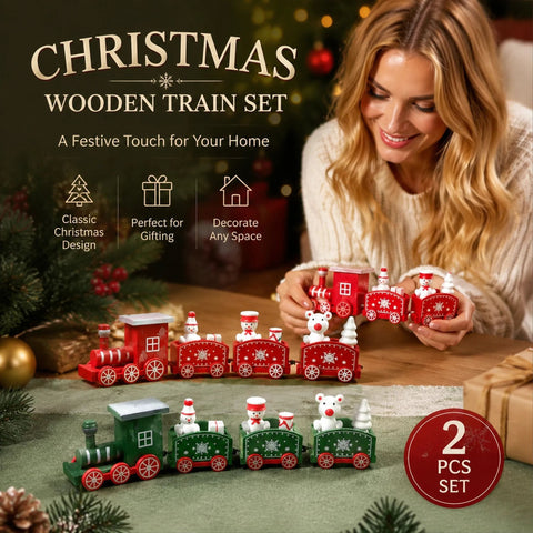 Green & Red Christmas Train Ornament 2 Pack In Australia - Darrahopens