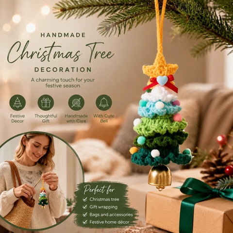 Crochet Xmas Tree Bell Ornament Style C, Cute Stocking Filler Gift In Australia - Darrahopens
