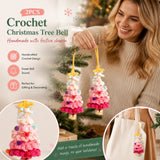 2 Pack Crochet Bell Ornament Style A Pink, Matching Christmas Gift Set In Australia - Darrahopens