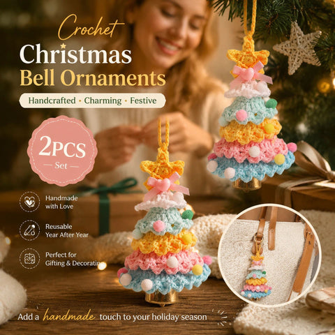 2 Pack Crochet Bell Ornament Style D Rainbow 1, Bright Xmas Present In Australia - Darrahopens