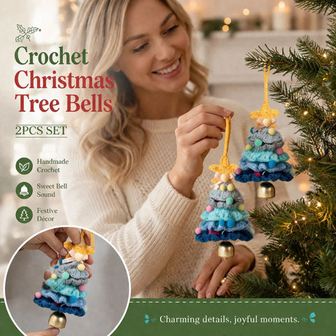 2 Pack Crochet Bell Ornament Style F Blue, Winter Holiday Gift In Australia - Darrahopens