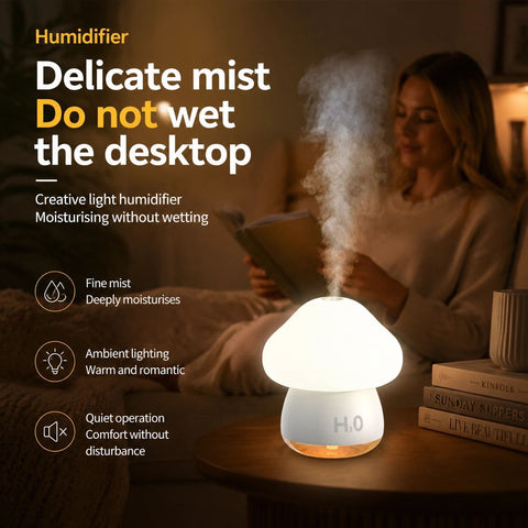 Tap Control Night Light Humidifier, Cream, Home Decor Gift In Australia - Darrahopens