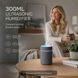USB Mini Humidifier 300ML Dual Cotton Wicks Grey Boxed, Christmas Gift In Australia - Darrahopens
