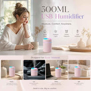 USB Mini Humidifier 300ML Dual Cotton Wicks Pink Boxed, Holiday Present In Australia - Darrahopens