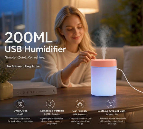 USB Mini Humidifier with Aroma Light, Pink, Holiday Present In Australia - Darrahopens