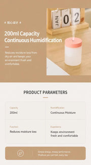 USB Mini Humidifier with Aroma Light, Pink, Holiday Present
