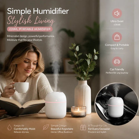 USB Water Drop Mini Humidifier 220ML White, Christmas Gift In Australia - Darrahopens