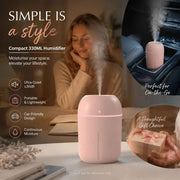 USB Water Drop Mini Humidifier 330ML Pink, Xmas Decor Gift In Australia - Darrahopens