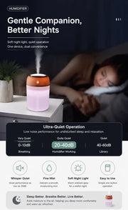 USB Colour Light Mini Humidifier 330ML Grey, Stocking Filler Gift