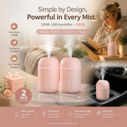 2 Pack Water Drop Humidifier 330ML Pink, Bedroom Gift Duo In Australia - Darrahopens