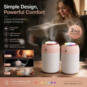 2 Pack Colour Light Humidifier 330ML Pink, Festive Bundle In Australia - Darrahopens
