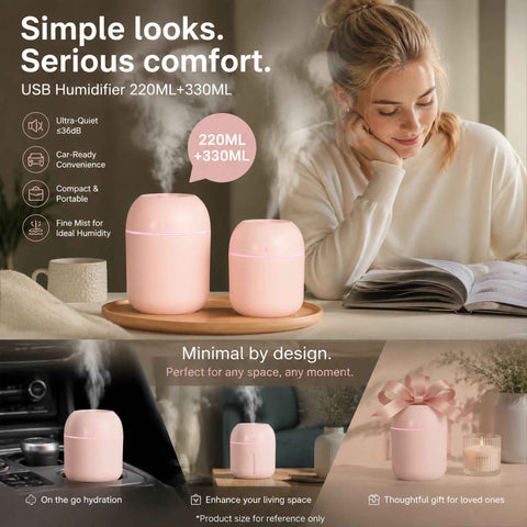 2 Pack Water Drop Humidifier Pink 220ML+330ML Combo, Holiday Present In Australia - Darrahopens