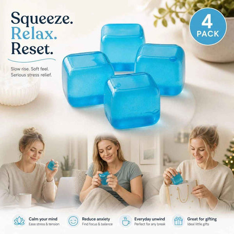 4 Pack Blue Ice Cube Squishy, Multiple Squish For Long Lasting Stress Relief, Xmas Gift In Australia - Darrahopens