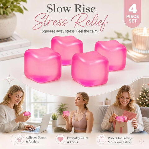 4 Pack Pink Ice Cube Squishy, Soft Squish Set To Relieve Constant Fatigue, Daily Xmas Pack In Australia - Darrahopens