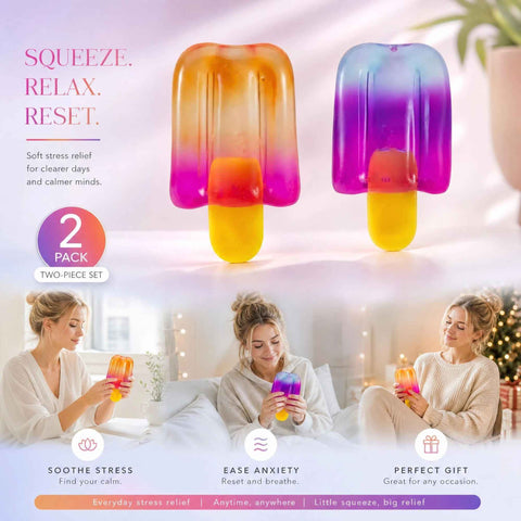 2 Pack Orange & Purple Popsicle Squishy Mix, Vibrant Shades To Improve Low Spirits, Relief Pair In Australia - Darrahopens