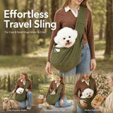 Breathable Cat Carrier Up To 16.5lbs, Army Green With Phone Pocket, Sturdy Daily Walking Carrier In Australia - Darrahopens