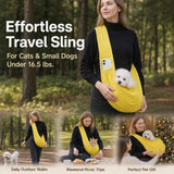 Breathable Cat Carrier Up To 16.5lbs, Yellow With Phone Pocket, Cheerful Short Trip Pet Bag In Australia - Darrahopens