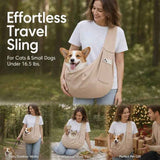Breathable Cat Carrier Up To 16.5lbs, Khaki With Phone Pocket, Versatile All-Scene Pet Gift In Australia - Darrahopens