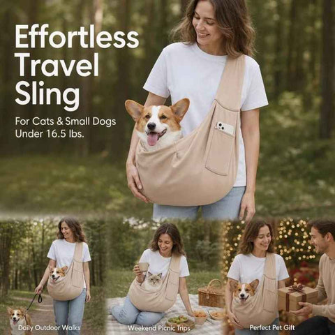 Breathable Cat Carrier Up To 16.5lbs, Khaki With Phone Pocket, Versatile All-Scene Pet Gift In Australia - Darrahopens