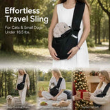 Solid Color Cat Carrier Up To 16.5lbs, Black With Phone Pocket, Plain Elegant Daily Walk Bag In Australia - Darrahopens