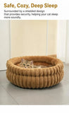 Detachable Round Pet Bed, Cozy Four Season Puppy Nest, Coffee Faux Rabbit Fur M Size