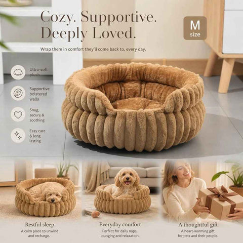 Moisture Resistant Notch Pet Nest, Coffee M Size, Comfortable Deep Sleep Space In Australia - Darrahopens