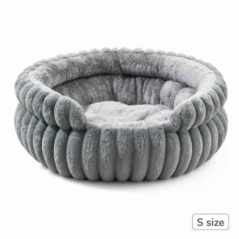 Easy Clean Notch Round Dog Bed, Grey S Size, Warm Plush Indoor Rest Pad In Australia - Darrahopens