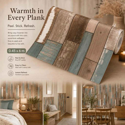 Self Adhesive PVC Retro Wall Film 0.45x6M, Greenish Brown Wood Texture, Kitchen Background In Australia - Darrahopens