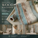 Self Adhesive Waterproof PVC Wall Decal 0.45x6M, Linen Brown Wood Grain, DIY Background Wall In Australia - Darrahopens