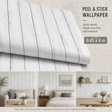 Self Adhesive Retro PVC Wall Sticker 0.45x6M, Ivory White Wood Grain, Soft Living Room Decor In Australia - Darrahopens